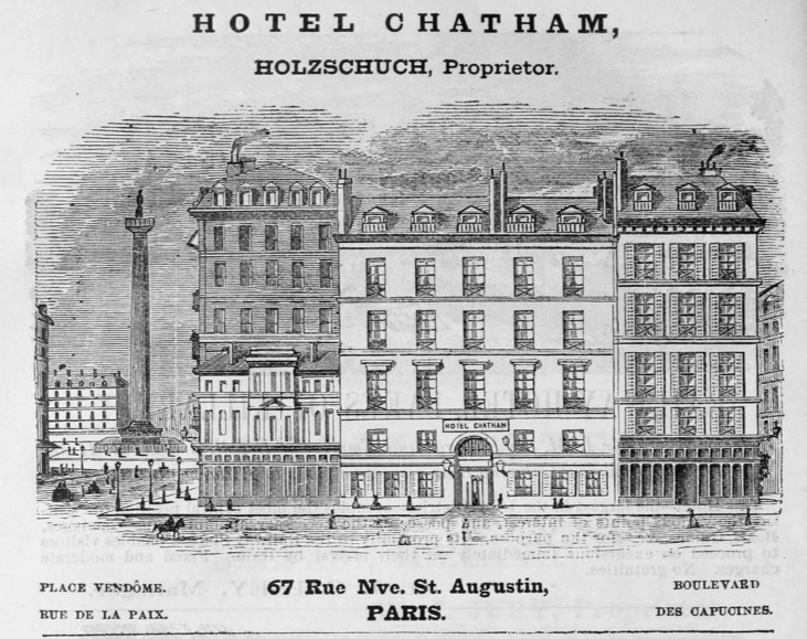1885_Hotel_Chatham_Paris_ad_Harpers_Handbook_for_Travellers_in_Europe