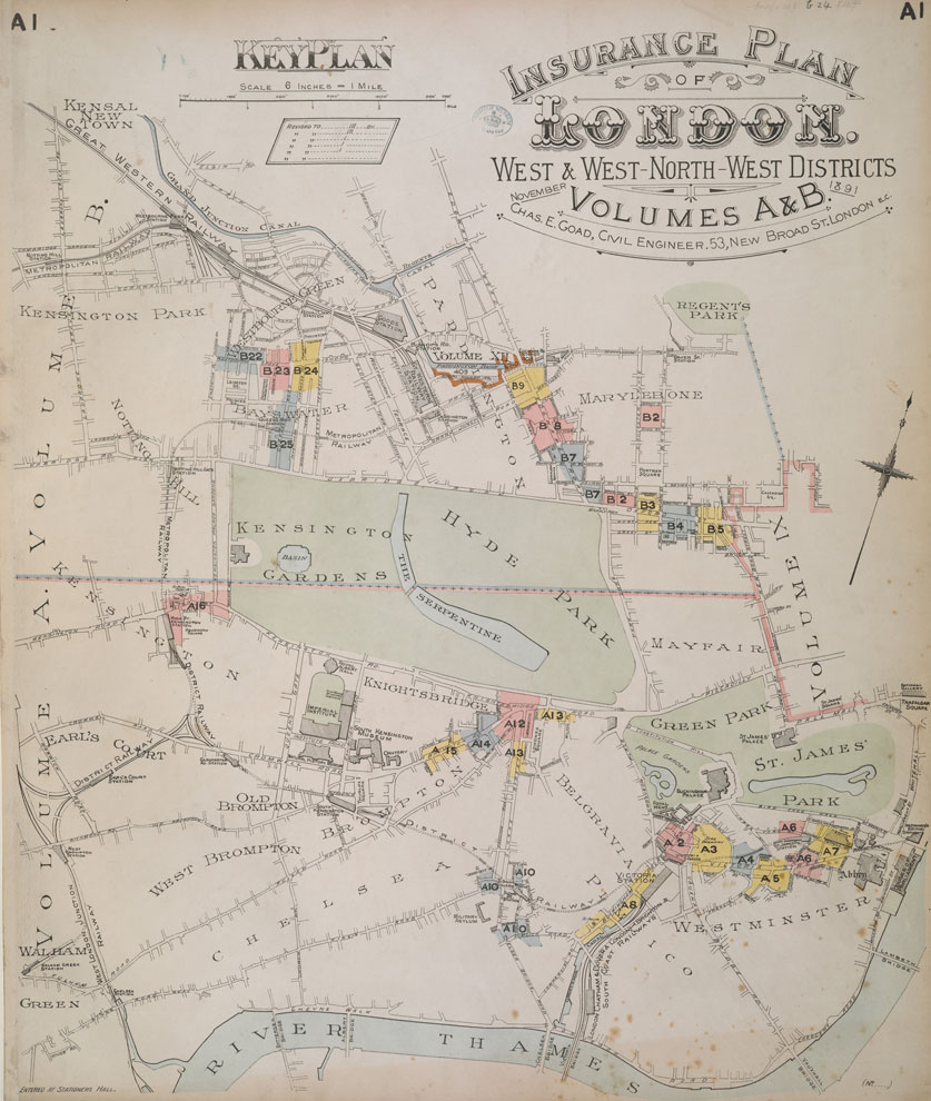 Detailed map of Kensington, London, 1895