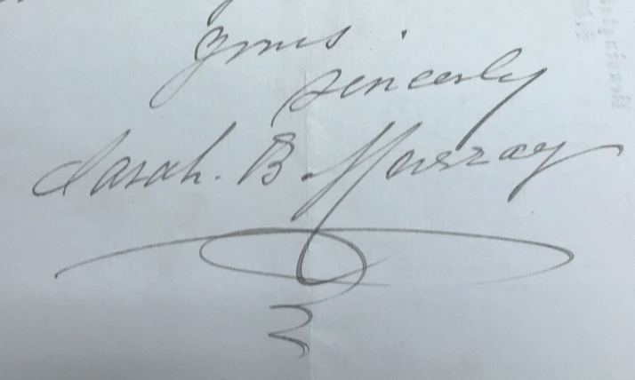 Cursive signature of Sarah B Murray